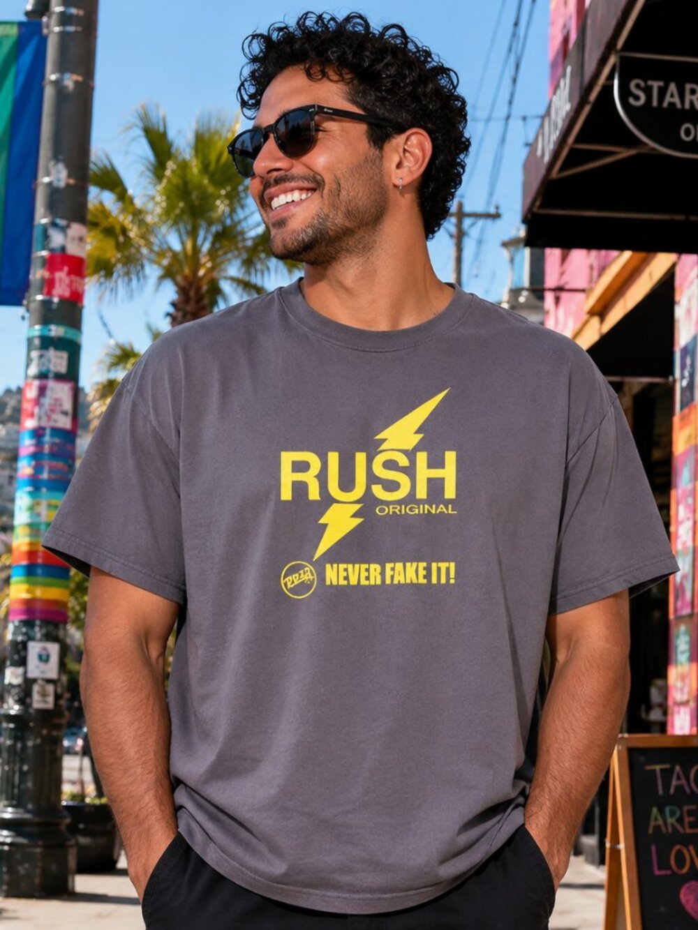 Rush Poppers Gay Pride Gray T Shirt XL - LGBTQ Fetish Novelty Distributors Queer